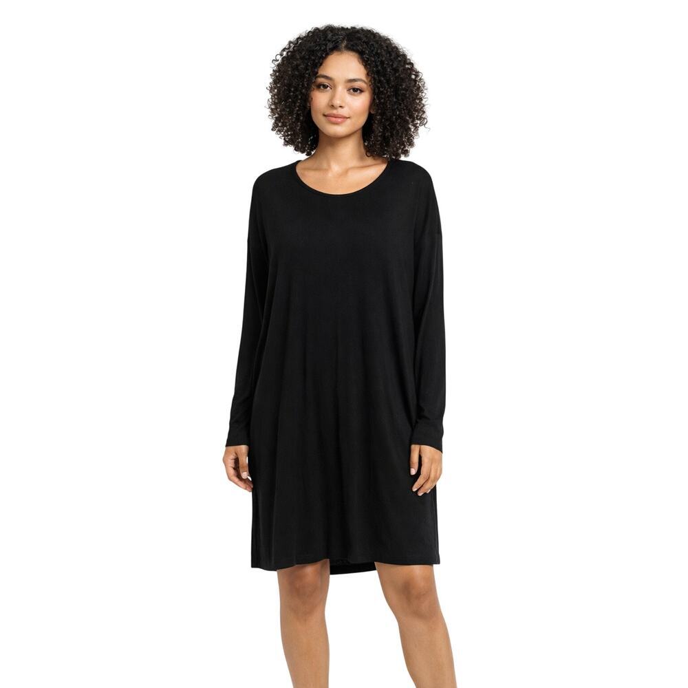 Eileen Fisher Knit Jersey Long Sleeve Dress - Size Large - Classic Minimalist